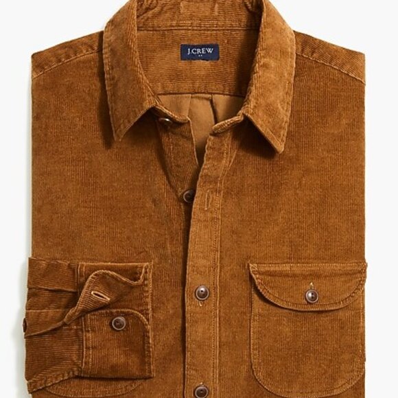 J Crew Shirt Mens Size XL Dark Acorn Corduroy Work Shirt Button Down Classic Fit - Picture 1 of 14